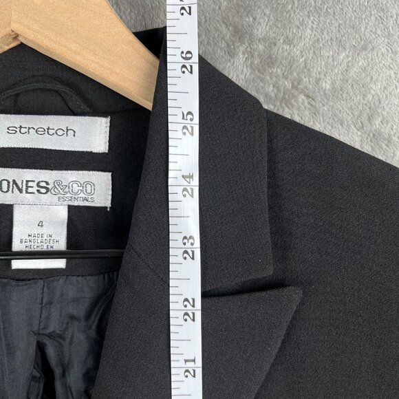 Jones & Co Essentials Blazer Women’s Size 4 Black Stretch Padded Shoulder Work - Picture 8 of 10